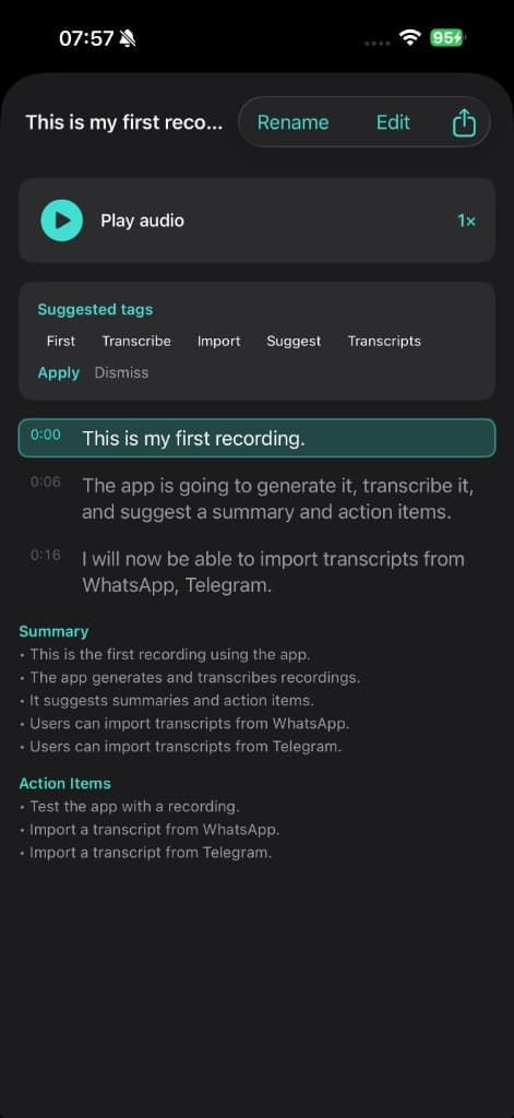 List of voice notes